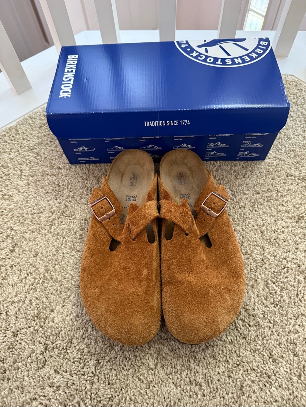 Birkenstock Boston Suede Clog Mink Chestnut Brown Size 39
